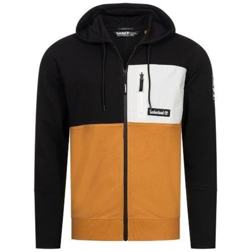 Timberland Mens Colorblock Full Zip Hoodie Black Wheat White XXL TB0A2DXA